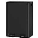 2 x 8 gal Stainless Steel Double Trash Can with Lid for Kitchen, Large Dual Trash and Recycle Bin Combo, Step-on Kitchen Metal Garbage Cans, PP Inner Buckets, Liner Rim, Matte Black