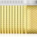 Fuxury Gold Bubble Mailers 4x8" 50 Pack, Usable Size 4X7" Strong Adhesion Metallic Bubble Envelopes,Waterproof Padded Envelopes Small Padded Mailer, Cute Packing for Jewelry, Makeup Supplie,Bulk #000