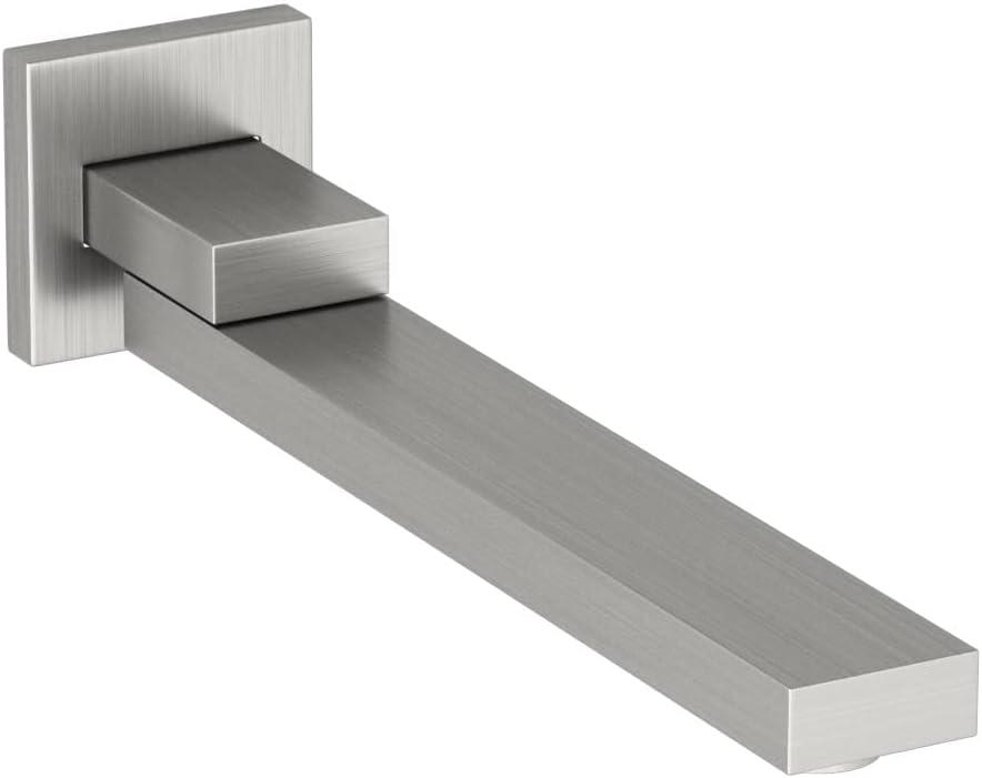 Brushed Nickel Tub Spout, 180 Rotation Bathroom Folding Spout 1/2 NPT Square Bathroom Spouts Stainless Steel Tub Wall Mounted Bathtub Shower System Mixer Water Outlet