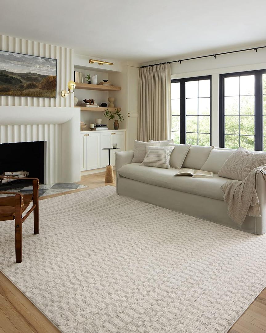 Loloi Kamala Collection KAM-05 Ivory/Grey 2'-7" x 8'-0" Runner Rug Ivory/Gray