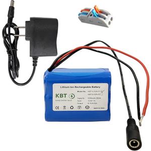 KBT 12V 5200mAh Rechargeable Li-ion Battery, Bare Leads Wire Replacement Battery Pack with Charger Compatible with 12V Devices RC Car, Boat, Robot, DIY, LED Light Strip, CCTV Camera