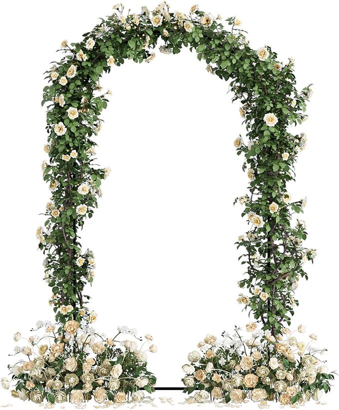 AEPOALUA Wedding Arch, Metal Arch Backdrop Stand, Balloon Arch Stand Wedding Frame for Ceremony Decoration (Black, 7.2FT, 6FT Arch Backdrop)