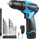 Cordless Drill Set, 12V Power Drill Kit with Battery and Charger, 3/8" Keyless Chuck, 25+1 Torque Setting, Built-in LED, Electric Driver Tool for Home DIY Projects (Blue)