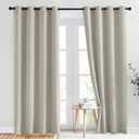 NICETOWN Blackout Curtains & Drapes for Living Room - Thermal Insulated Solid Grommet Sound Reducing Energy Saving Window Treatments for Porch/Hall, Natural, 2 Panels, W52 x L84