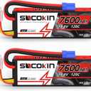 4S Lipo Battery 7600mAh 14.8V 120C with EC5 Connector Hard Case for RC Car Truck Tank RC Buggy Truggy RC Model Racing Hobby(2 Pack)