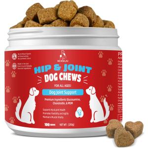 Premium Glucosamine Chewable for Dogs - Hip & Joint Supplement Dog Chews with Chondroitin MSM Omega-3 Support Mobiltiy and Joint Pain Comfort Improve Flexibility, Beef Flavor 100 Soft Treats