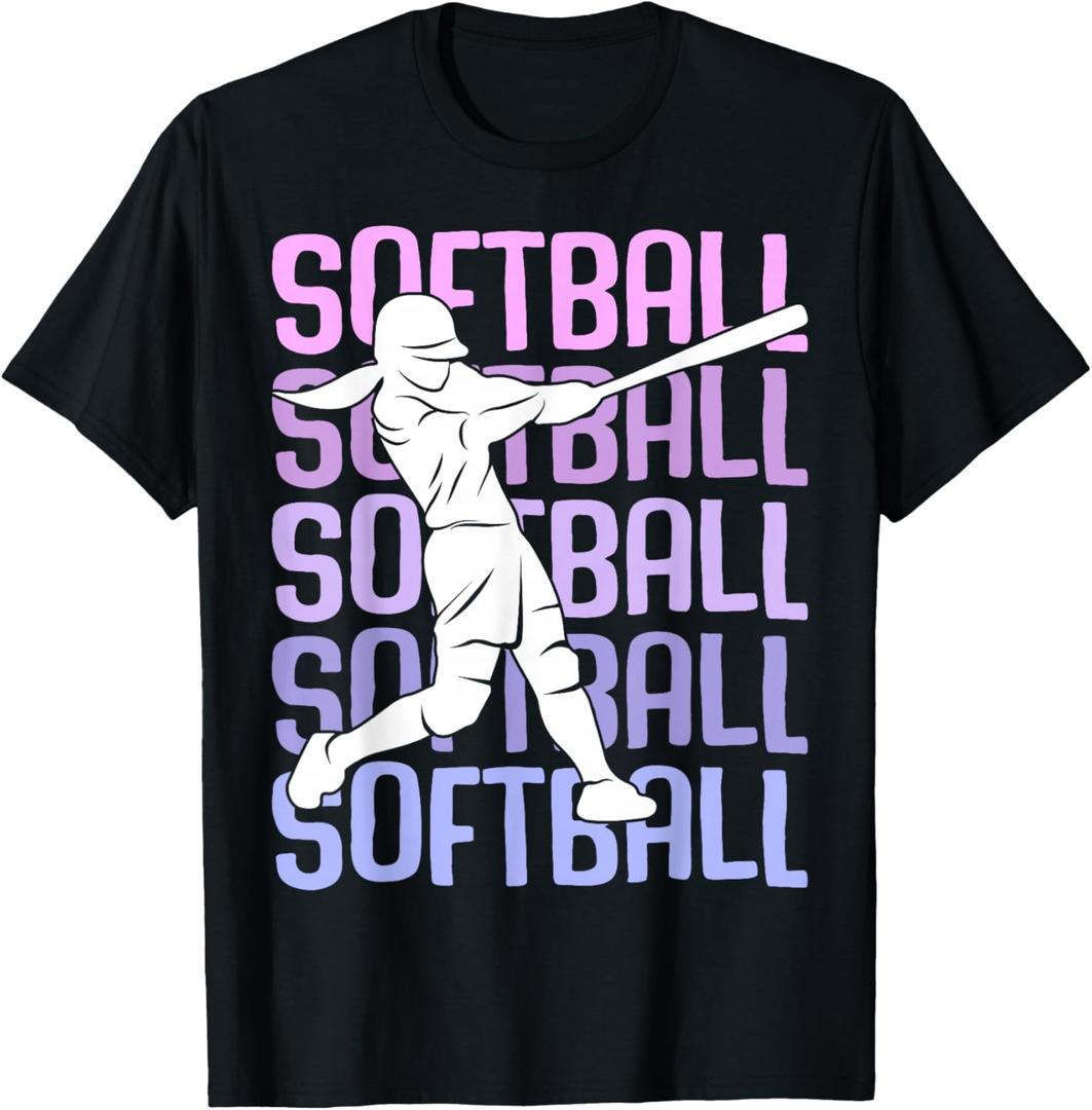 Softball Girls Women Kids Youth Girl T-Shirt, Small