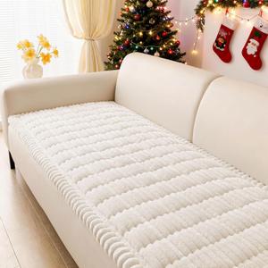 hyha Couch Covers for Dogs Washable, Non Slip Plush Dog Sofa Protectors, Fuzzy Pet Couch Covers for 3 Cushion Sofa Pet Friendly (White, 27.6" x 82.7")