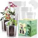 SupKing Clear Nursery Pots 5/4/3.5 Inch Plastic Seed Starter Plant Flower Pot with Drainage Holes for Transplanting Succulents Cuttings Seedlings 15 Labels (12Pcs)