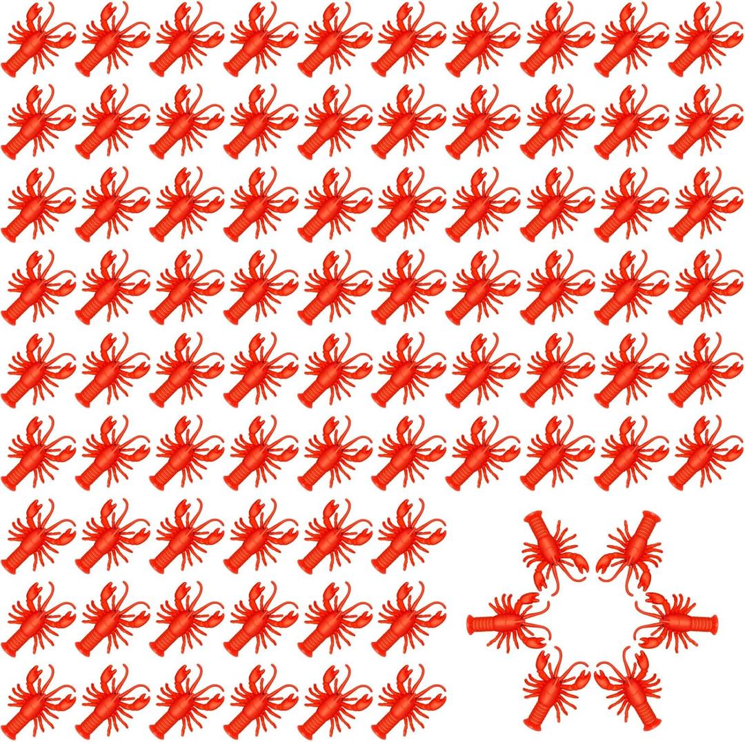 Lewtemi 100 Pcs Mini Fake Lobster Toys Decorations Red Rubber Realistic Soft Decors Food Models for Crawfish Boil Party Supplies, Crafting Favor, Pendants, Early Education Classroom Prize Photo Props