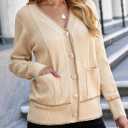 Dokotoo Short Cardigans for Women Color Blocked 2026 Spring Fashion Button Down Sweaters Winter Coats with Pockets (S)