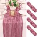 4 Pack 120 Inch Dusty Rose Cheesecloth Table Runner Boho Rustic Gauze Sheer Romantic 10 FT Long Cheese Cloth Table Runner for Bridal Baby Shower Wedding Party Birthday Holiday Home Easter Decor