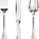 WDF 360 Pieces Silver Plastic Silverware- Disposable Flatware - Heavyweight Plastic Cutlery- Includes 120 Forks, 120 Spoons, 120 Knives for Christmas