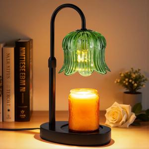 Candle Warmer Lamp Adjustable Timer ElectricGreen Flower-Shaped Wax Lamp
