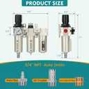 3/4" NPT Industrial Air Dryer for Compressor,3 Stage Air Compressor Water Separator System,Filter Oil Water Separator Dryer for Plasma Cutter and Paint Spray,Auto Drain