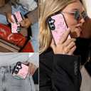 Shorogyt for Samsung Galaxy S25 Cute Kawaii Leather Phone Case - Compatible with Magsafe Wallet Magnetic Credit Card Holder Fashion Peach Blossom Design Phone Cover for Women Girls, Fits 7 Cards