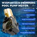 W3SP2607X10 Pool Pump 115/230 V, 1 HP Single Speed Pool Pump, High Speed Replacement for Hayward SP2607X10 Super Pump, Fits all In-Ground Pool and Spas
