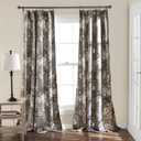 Lush Decor Botanical Garden Curtains Floral Bird Print Light Filtering Window Panel Drapes Set for Living, Dining, Bedroom (Pair), Gray, 52"W x 84L" (Grey)
