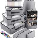 Veken 8 Set Packing Cubes for Travel Essentials, Suitcase Organizer Bags Set for Luggage, Road Trip Travel Accessories in 4 Sizes (Extra Large, Large, Medium, Small) (03-Gray)