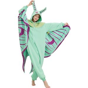 Mothman Onesie Pajamas for Adult, Silk Moth Halloween and Christmas Costume Cartoon One-Piece Cosplay (Small)