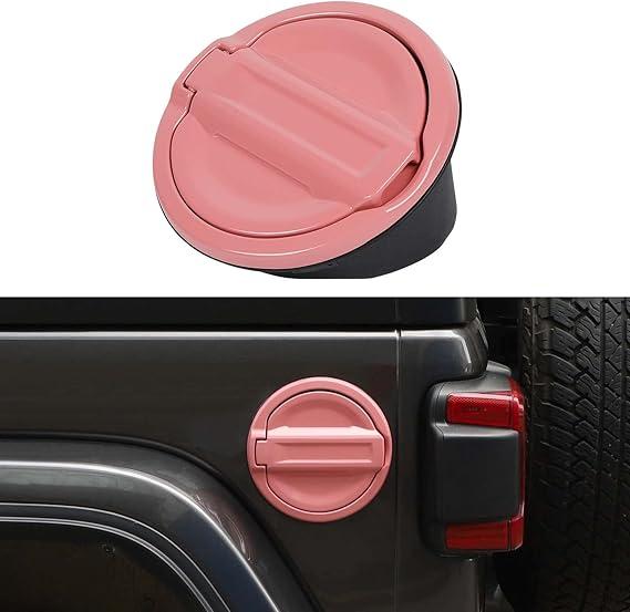 SQQP for JL Fuel Filler Door Gas Tank Cap Cover Fit for 20182025 Jeep Wrangler JL & Unlimited Sport Rubicon Sahara 2/4 Door, Aluminum Fuel Door Exterior Accessories(Pink)
