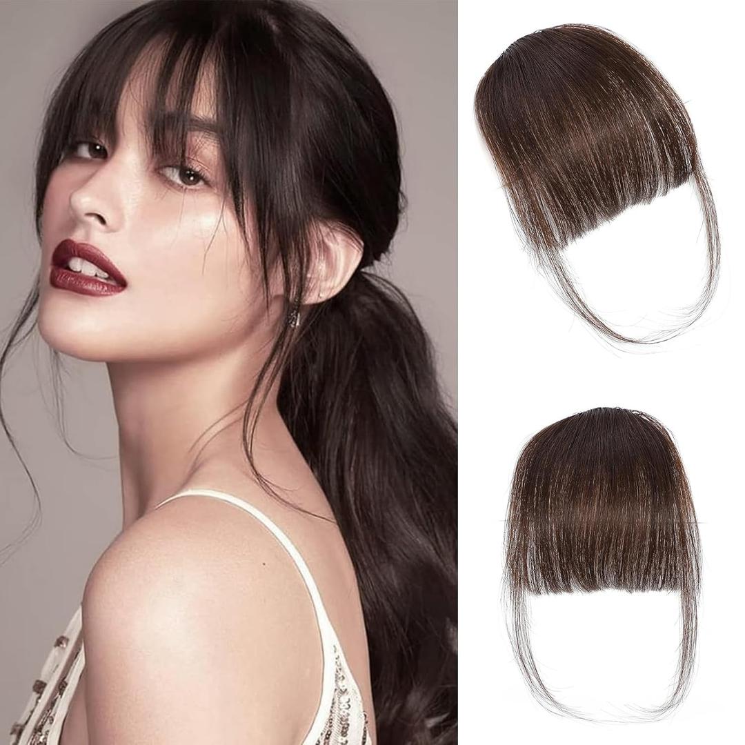 Clip in Bangs, Synthetic French Bangs Hair Clip, Fake Bangs Fringe with Temples Hairpieces 998