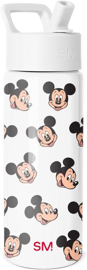 Simple Modern Disney Mickey Mouse Kids Water Bottle with Straw Lid | 18oz Insulated Stainless Steel Kids Tumbler & Spill Proof Toddler Cup for School, Girls, Boys | Summit | Mickey Mouse Fun