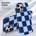 KANGHAR Compatible with iPhone 16 Pro Max Case, Aesthetic Checkered Cute Pattern, Support for MagSafe Shockproof Cover for Girls Women -Blue