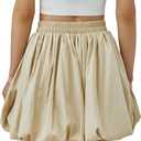 Women's Bubble Skirt White Black Puffy Skort Balloon y2k Going Out One Size Cute Aesthetic Short (Beige)