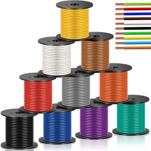 Gisafai 10 Pcs 14 Gauge Wire 50 ft Per Roll (500 ft Total) Automotive Primary Wire Spools Copper Clad Aluminum for 12v Automotive Harness Car Audio Video Wiring, 10 Color Combo