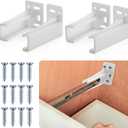 Chunful 2 Pair Rear Drawer Track Socket Back Plates Mounting Brackets Durable Plastic Drawer Track Back Plate Left and Right Close Locker Slides Socket for Repairing Replacing (White)