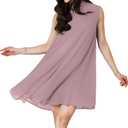 KOH KOH Womens 2025 Short Sleeveless Halter-Neck Flowy Summer Cute Mini Dress (3X-Large, Dusty Pastel Pink)