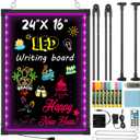 LED Message Writing Board, 24" x 16" Illuminated Erasable Neon Effect Menu Sign Board, with 8 Fluorescent Chalk Markers and Remote Control Drawing Board