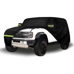 Waterproof Car Covers Fit for 2021-2024 Ford Bronco 2 Door(Black) 210T Custom Heavy Duty Waterproof All Weather Protection Outdoor