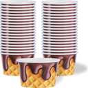 Restaurantware Ice Cream Cups 50 Pack of 8 oz Leak-Resistant Disposable Dessert Bowl Frozen Yogurt Cup Round Paper Container For Cold And Hot Desserts