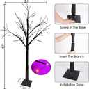 2-Pack 4FT Lighted Black Halloween Tree with 96 LED Orange & Purple Lights, Higher Size, Timer Function Halloween Trees Lights Spooky Tree for Indoor & Outdoor Halloween Decorations Home Party Decor
