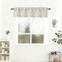 Lecloud Natural Valances for Windows 12 Inch Length, Rod Pocket Light Filtering Faux Linen Textured Short Kitchen Curtains, Soft Airy Farmhouse Drapes for Cafe Bathroom, 52" W x 12" L 1 Panel