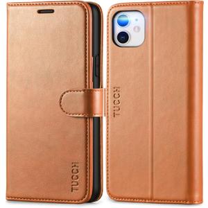 TUCCH Case Wallet for iPhone 11 6.1-inch, Protective [TPU Shockproof Inner Shell], PU Leather [RFID Blocking] [Card Holder] Magnetic Stand Cover Compatible with iPhone 11 6.1" 2019, Light Brown