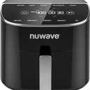 Nuwave Brio Plus 8 Qt Air Fryer, PFAS Free, New & Improved, Digital Touch Screen, Cool White Display, 50F~400F in Precise 5, 5 Cook Functions, 100 Presets & 50 Memory, 3 Wattages 700, 1500, 1800 (Black)