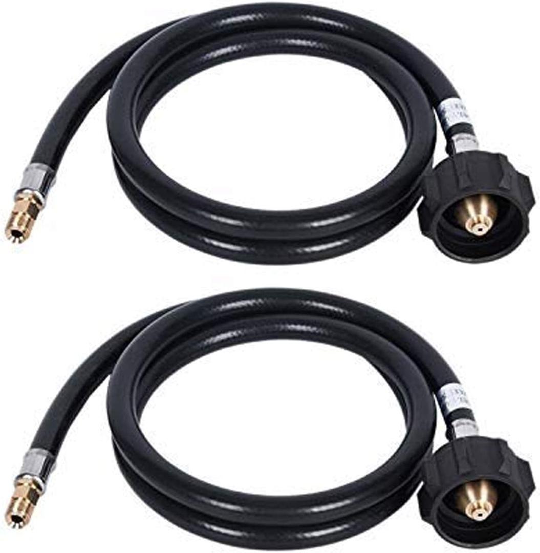 GGC 4 Feet RV Propane Pigtail Hose QCC1 Connector with Acme and a 1/4'' Inverted Male Flare (2PCS)