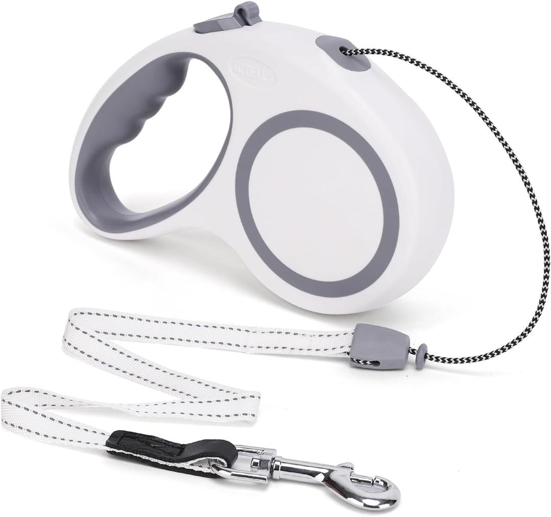 Retractable Dog Leash, 30 FT/ 20 FT Dog Walking Leash for Small Medium Large Dogs up to 77 lbs/ 44 lbs, Heavy Duty No Tangle (White, 20 FT (0-44 lbs))
