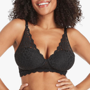 Maidenform Women's Wireless Bralette, Pure Comfort Lace Longline Bra, Convertible Bra for Women Black 36D