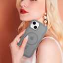 2 x Hualele Magnetic for iPhone 13 & iPhone 14 Case, Compatible with MagSafe, Military Grade Dropproof Translucent Matte Back Cute Curly Wave Edge Slim Phone Case,Grey