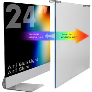 Anti Blue Light & Anti Glare Screen Protector,23-24 Inch Monitor Screen Protector for Eyes Strain,Hanging Computer Screen Blue Light Blocker for LCD TV PC Monitors(2 Pack: 23"-24" Diagonal)