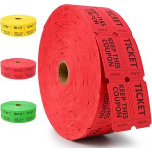 ESSENTIAL 4000 Pcs (2000 Pairs) Raffle Tickets Double Roll, Red Raffle Tickets Roll with Name and Phone Number, for Raffle, Events, Classroom, Entry, Class Reward & Door Prize (Red)