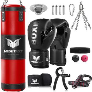 Punching Bag for Adults, 4ft Heavy Boxing Bag Set with 12 OZ Gloves for MMA Karate Kickboxing Boxing - Unfilled