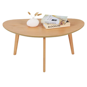 FIRMINANA Small Oval Coffee Table Mid Century Modern for Living Room Center Minimalist Display Coffe Table,Nature Wood,18.9" D x 33.47" W 15.75" H