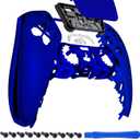 EXtremeRate Chrome Blue Glossy Touchpad Front Top Shell Compatible with ps5 Controller BDM-010 020 030 040 050, DIY Replacement Shell Custom Touch Pad Cover Compatible with ps5 Controller Blue
