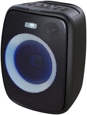 DOSS PartyBoom Bluetooth Speaker, 120W Stereo Sound, 2.1 Channel System, Punchy Bass, Mic&Guitar Ins, Beat-Driven Lights, PartySync Pairing for Party, Outdoor Speaker for Beach and Poolside Party