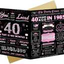 Funny 40th Birthday Card for Women, Pink Jumbo Birthday Cards for Her, Happy 40 Year Old Birthday Party Decorations, Best forty Birthday Gifts for Mom Daughter Niece Sister Best Friend Woman